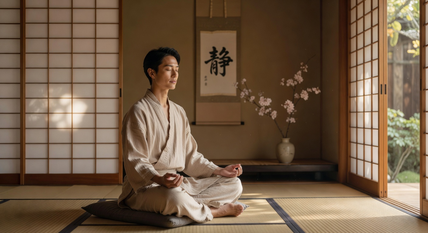 和室での瞑想